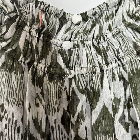 Misa Los Angeles Mercy Green White Elastic Waist Mini Dress Womens Size Small - Picture 10 of 13